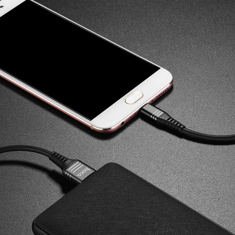 Cáp và truyền dữ liệu Hoco U46 Tricyclic cổng microUSB, QC3.0, điện áp 2A max, dài 1M