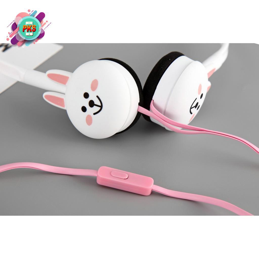 Tai nghe Headphone 3.5mm- Tai nghe chụp tai  gấu brown - vịt saly- gấu nâu - thỏ cony ✓ âm thanh sống động ✓ dễ thương