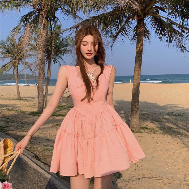 Đầm Không Tay Ôm Eo Mùa Hè Ngọt Ngào Mới 2021 | BigBuy360 - bigbuy360.vn