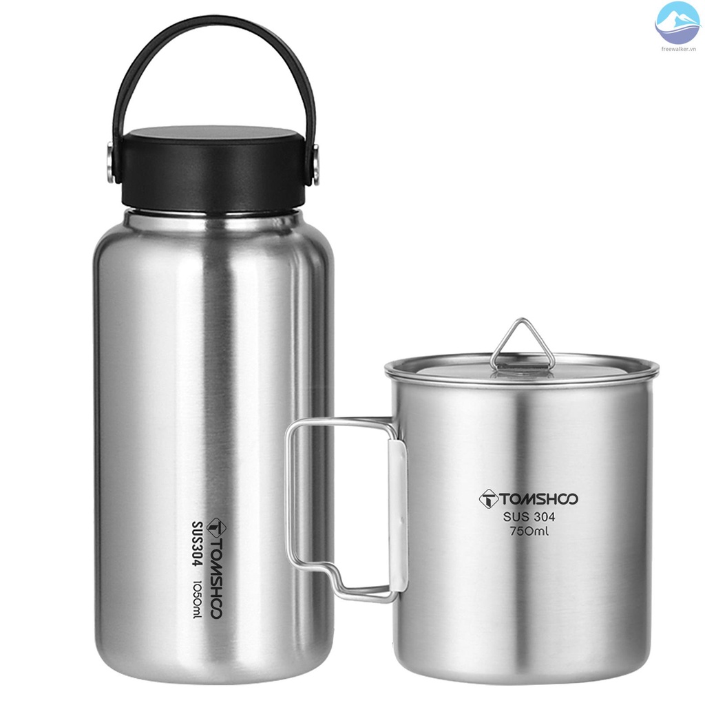 Bình Nước Thể Thao TOMSHOO 1050ml 750ml Bằng Thép Không Gỉ Chống Rò Rỉ