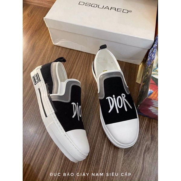 Giày lười dio nam đen đế trắng  siêu cấp ❤️FREE ship❤️  giày slipon door cao cấp  ,đế khâu