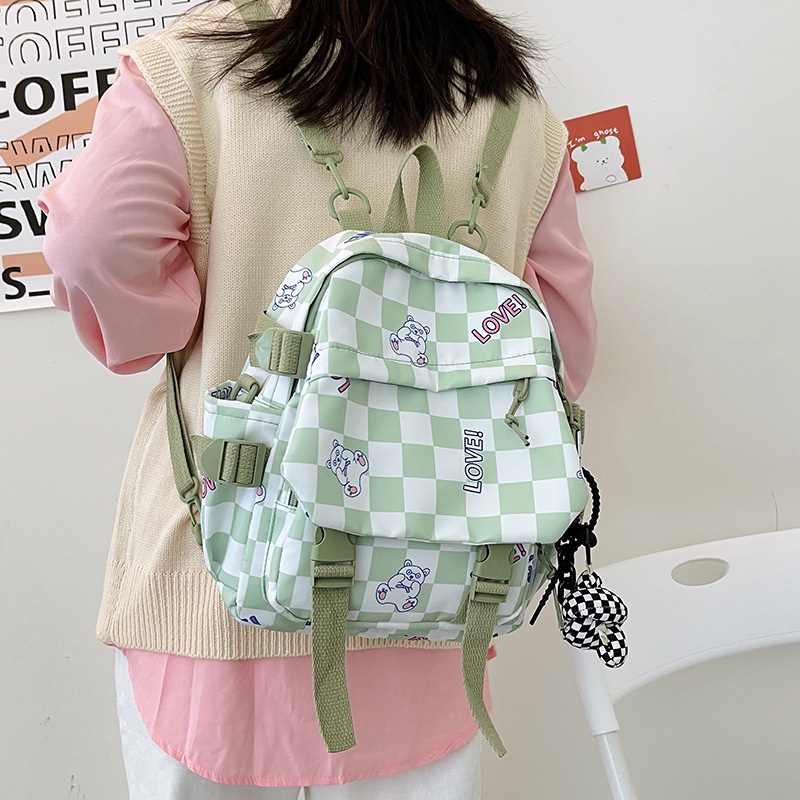 Balo IELGY in họa tiết caro dễ thương phong cách hàn quốc cho nữ