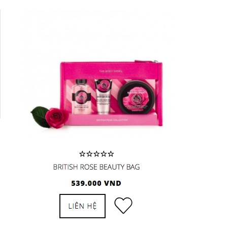 sẵn Set Dưỡng Thể The Body Shop Beauty Bag nhiều mùi (gift set bộ quà tặng 4 món) British Rose - Moringa - Strawberry