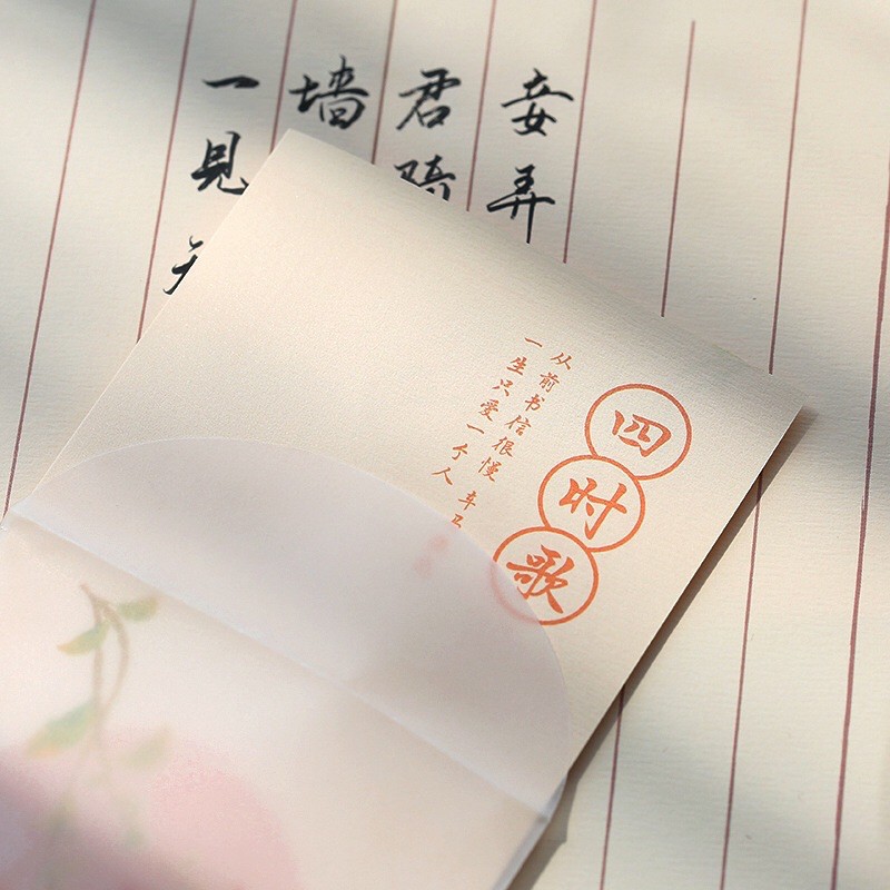 Set 3 phong bì và 3 giấy viết thư tiếng Trung chữ Hán kẻ dọc