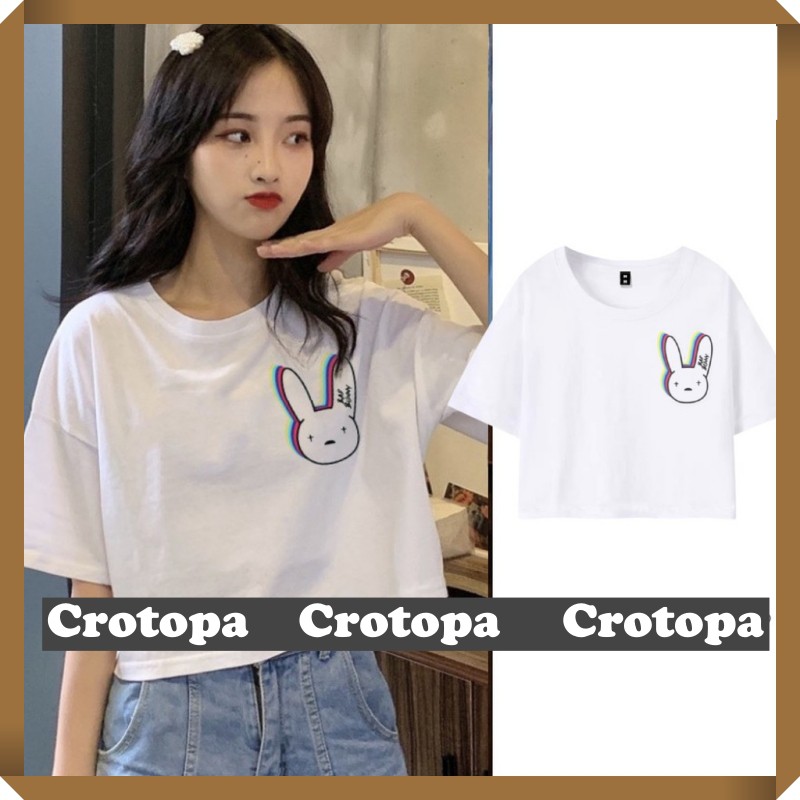 Áo Croptop Nữ Hoạ tiết RAINBOW BUTTERFLY & TRIPLE BUTTERFLY  Màu Trắng Form Rộng - CROTOPA