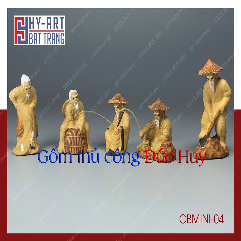 Combo tượng gốm mini Trang Trí Tiểu Cảnh