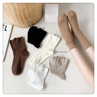 Vớ màu beige vintage cổ cao MỎNG