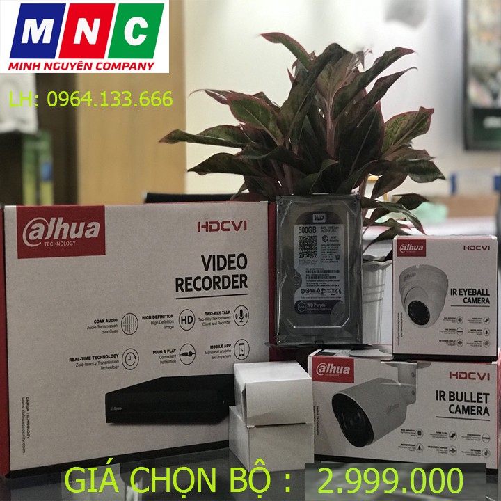Trọn bộ 2 mắt camera dahua giám sát full HD 1080 kèm ổ cứng 500gb