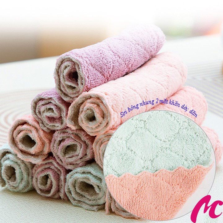 Combo 5 khăn lau bếp đa năng 2 mặt sợi bông siêu thấm nước tiện lợi_CC888