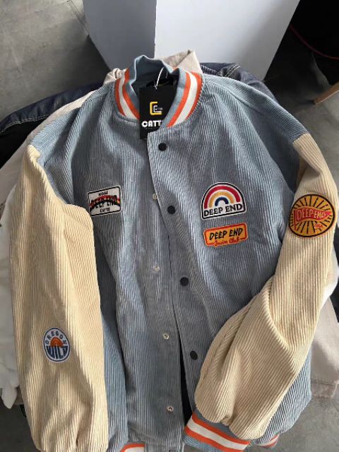 🅷🅾🆃⚾ Áo khoác đồng phục bóng chày nhung oversized trẻ trung năng động | BigBuy360 - bigbuy360.vn