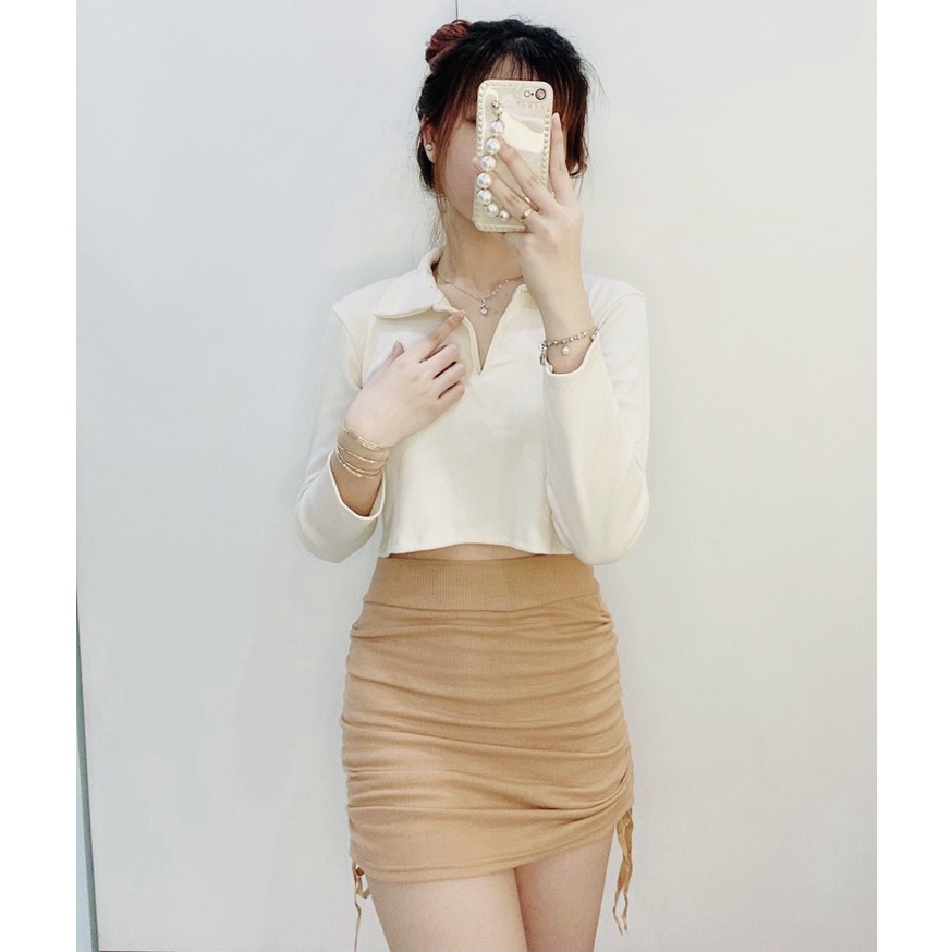 Chân Váy Rút Dây Ngắn Váy Body Thời Trang Chất Liệu Thun Gân Co Giãn Cao Cấp - Hazo