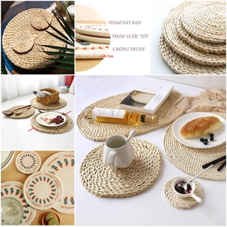 (HÀNG LOẠI 1) Lục Bình Tròn, Lót Cói, Thảm tua rua Thảm Họa Tiết trang trí đan đều đẹp