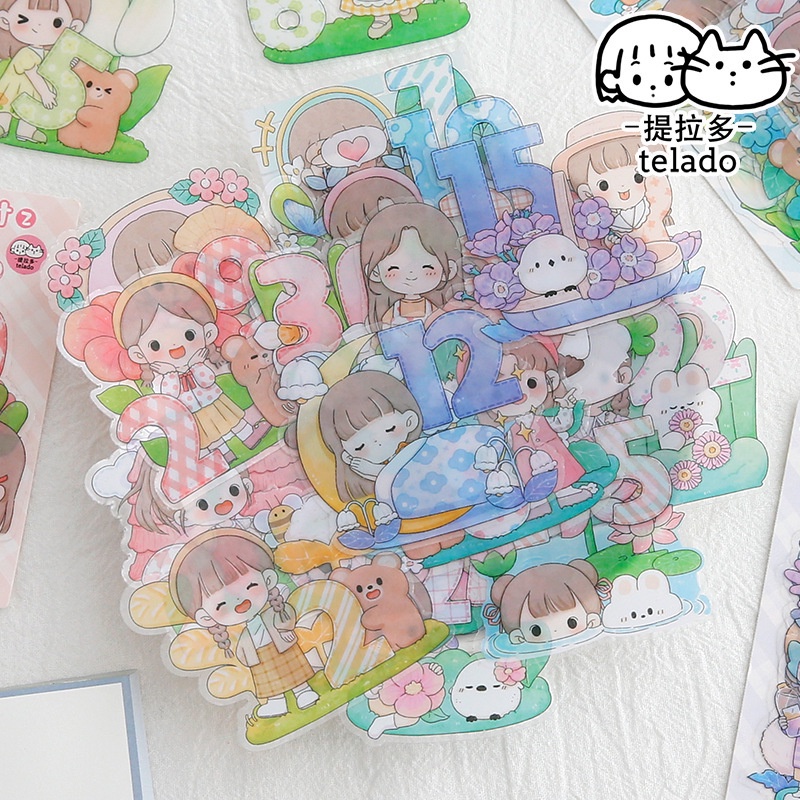 Set 30 miếng hình dán không thấm nước, Túi sticker họa tiết Telado xinh xắn trang trí sổ tay, sticker cute