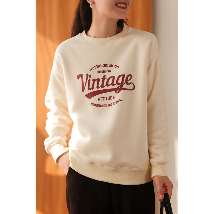 Áo Nỉ Sweater Form Rộng Unisex In Chữ VINTAGE Cực Đẹp Chất Nỉ poly Hai Lớp