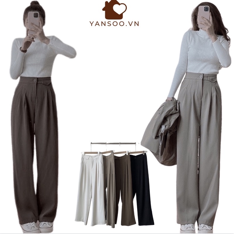 Quần suông túi nắp hàng quảng châu đẹp , quần ống rộng cullotess vải tây hàng đẹp ảnh mẫu lên dáng by YANSOO
