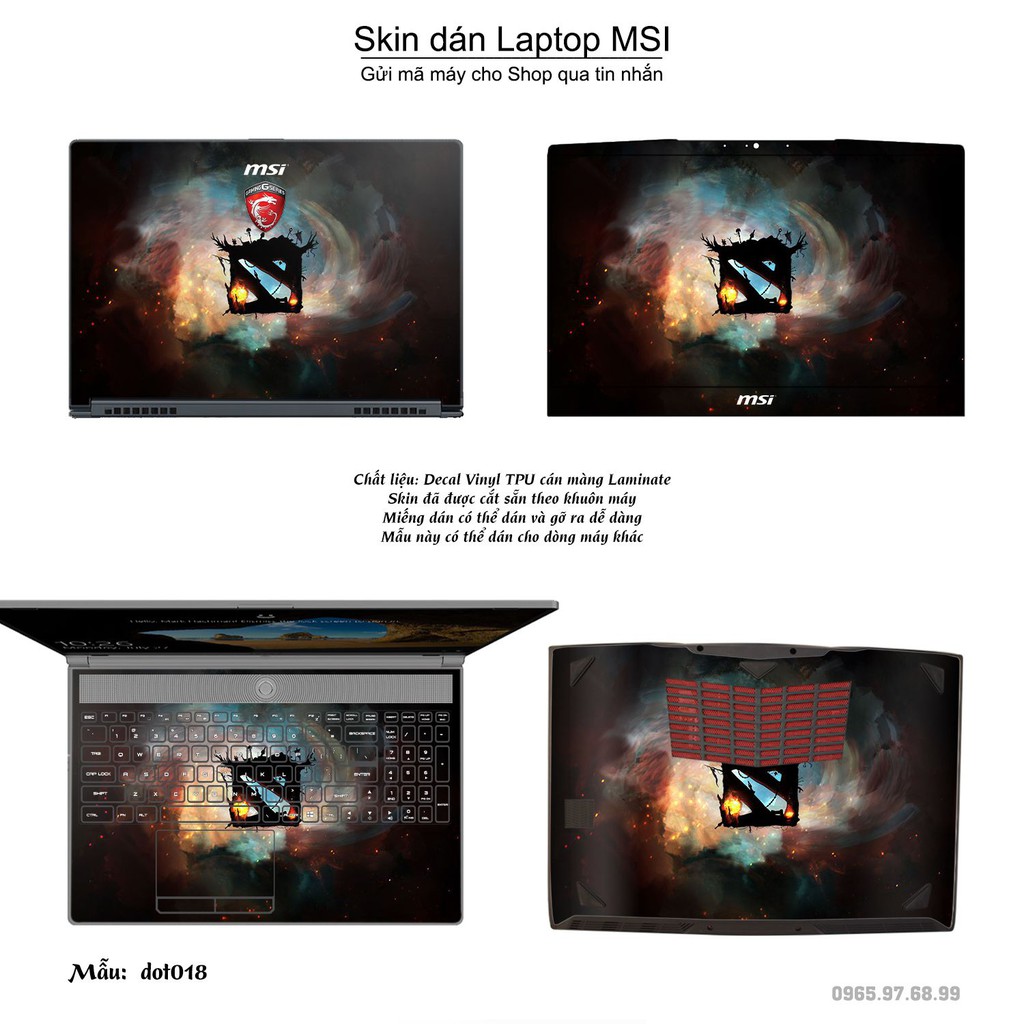 Skin dán Laptop MSI in hình Dota 2 nhiều mẫu 3 (inbox mã máy cho Shop)