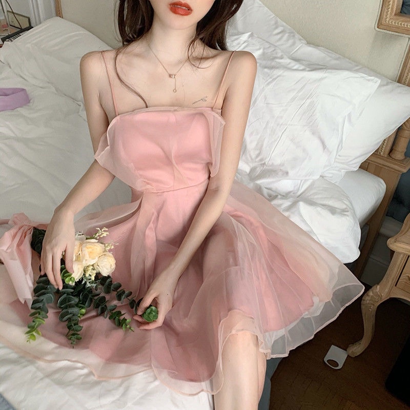 Đầm hai dây dáng chữ A thiết kế cao cấp tinh tế thời trang gợi cảm