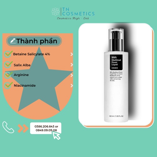 BHA Cosrx, Tẩy da chết hóa học COSRX BHA Blackhead Power Liquid, Tẩy tế bào chết Cosrx 100ML TDC1034 | BigBuy360 - bigbuy360.vn