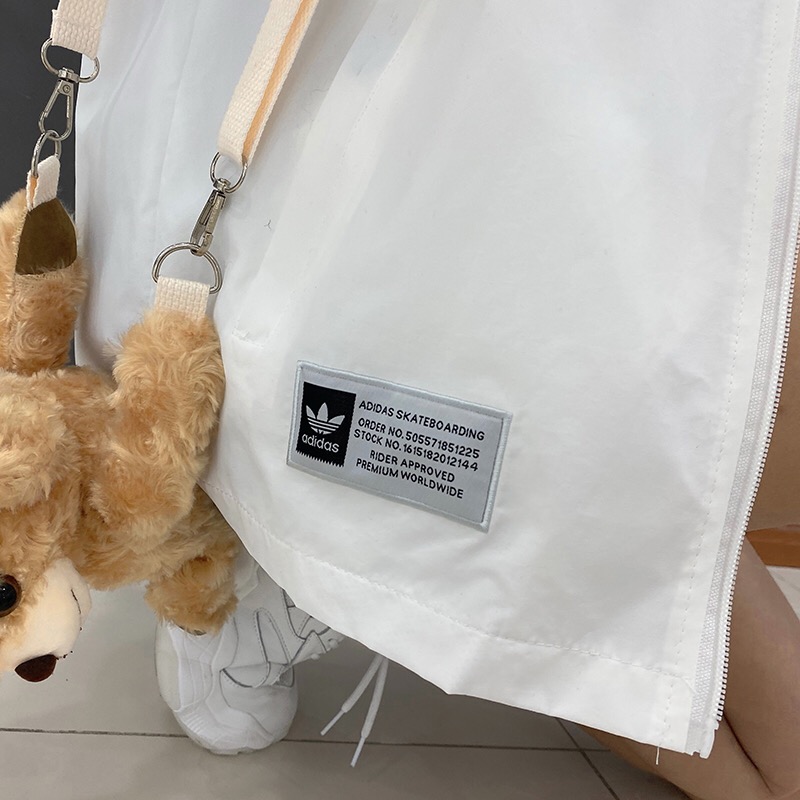 Áo khoác gió Adidas chống thấm nước có mũ trùm đầu thời trang phong cách unisex