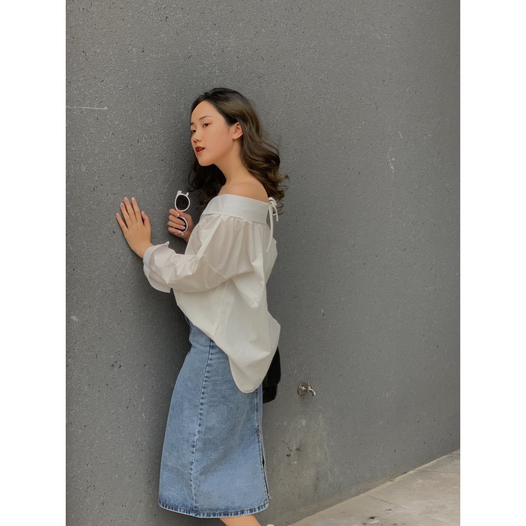 chân váy jeans dáng dài đai cài cúc SK98 1994closet | BigBuy360 - bigbuy360.vn