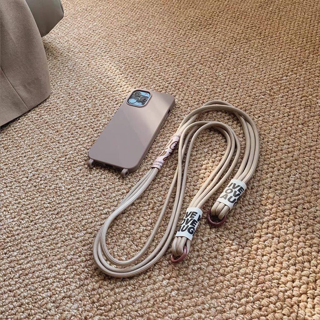 Ốp Điện Thoại Mềm Màu Trơn Có Móc Treo Dài Cho iPhone13 12 11pro Xsmax XR Xs 7 / 8PLUS SE2020 6S 14Pro