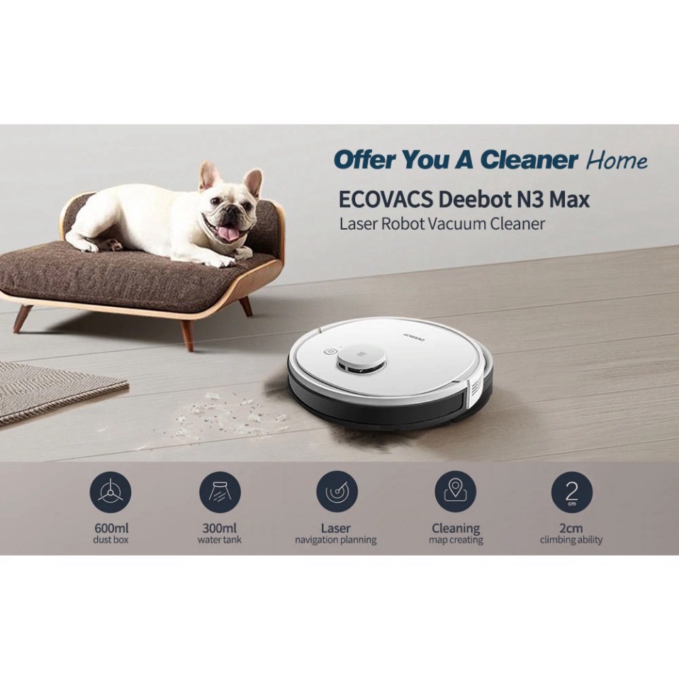 Robot Hút Bụi Lau Nhà Ecovacs Deebot N3 MAX/ FUN - Robot thông minh có bản đồ