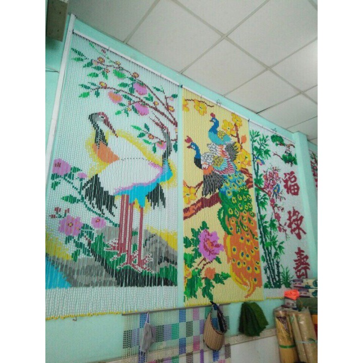 Rèm / Màn Hạt Nhựa Phối Pha Lê "Sài Gòn Việt" Cao Cấp : Ngang (1m & 1m2) x Cao (2m) - Giao Màu Ngẫu Nhiên