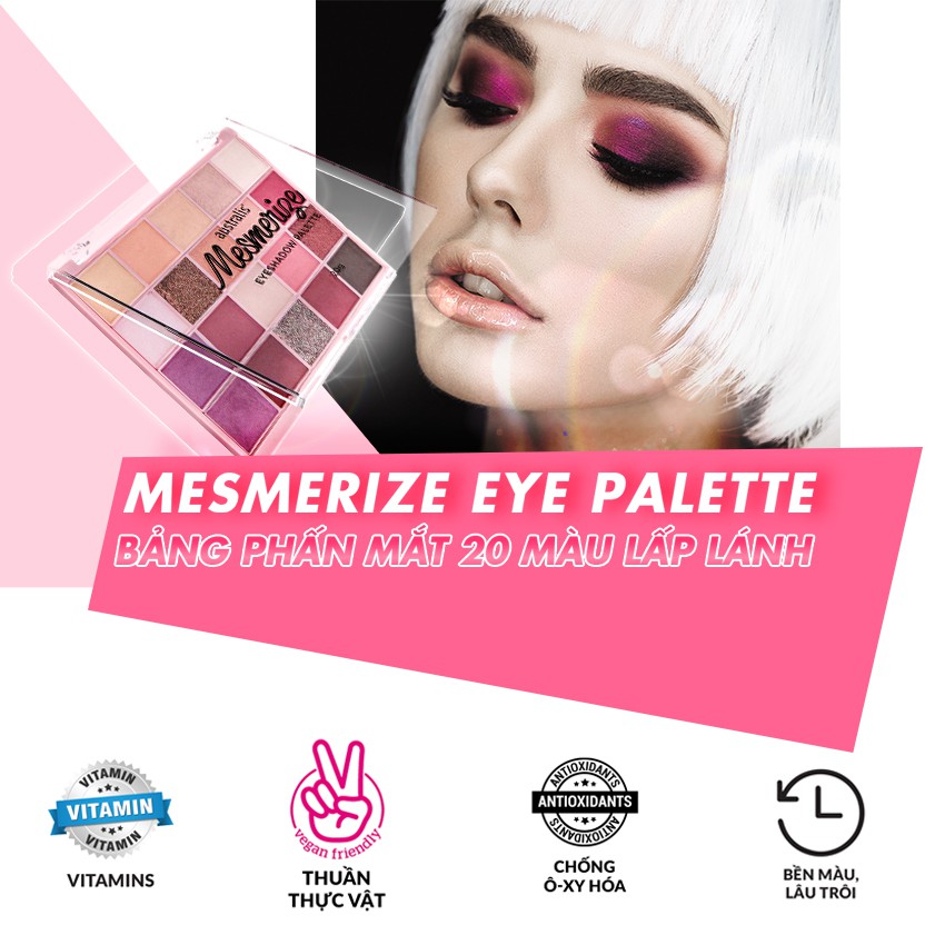 Bảng Phấn Mắt 20 Màu Lấp Lánh Australis Mesmerize Eyeshadow Palette 20g