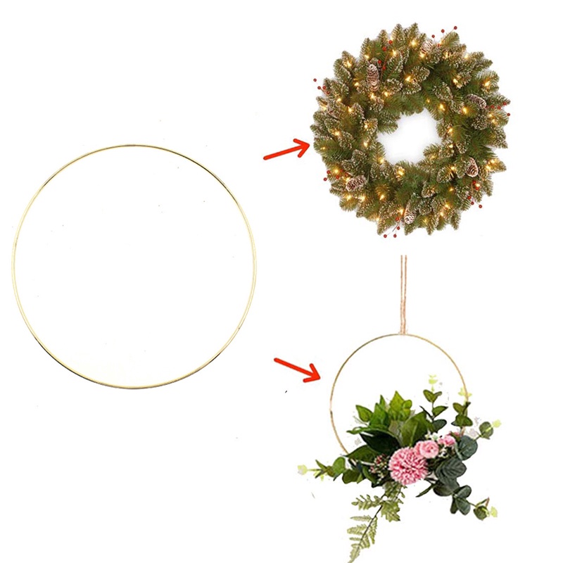 Vòng Dream Catcher Bằng Sắt Màu Vàng Kim 15-40cm Tự Làm Vòng Hoa Trang Trí Đám Cưới