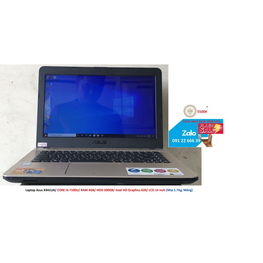 Laptop Asus X441UA/ CORE I3-7100U/ RAM 4GB/ HDD 500GB/ Intel HD Graphics 620/ LCD 14 inch (Nhẹ 1.7Kg, Mỏng)