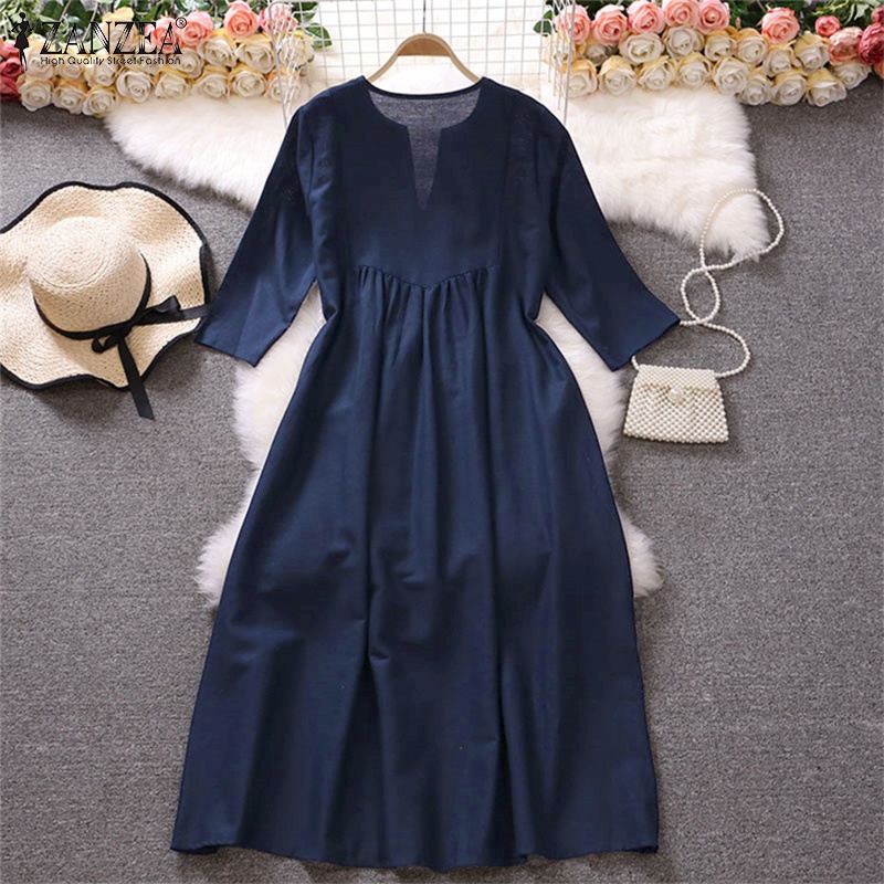 Đầm Zanzea dài tay 3/4 thêu họa tiết phong cách cổ điển dành cho nữ