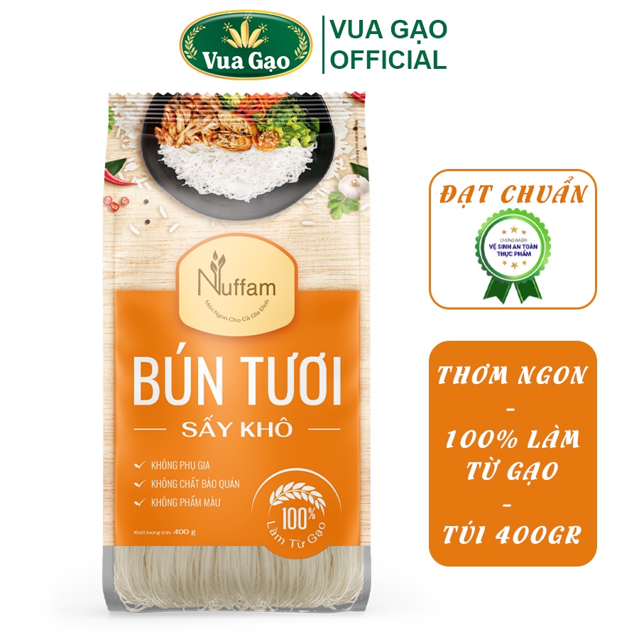 [MUA 3 TẶNG 25K] Bún Tươi Sấy Khô 400gr - Chính Hãng Nuffam - Thơm Ngon, Làm Hoàn Toàn Từ Gạo 400gr (Cam kết date mới)