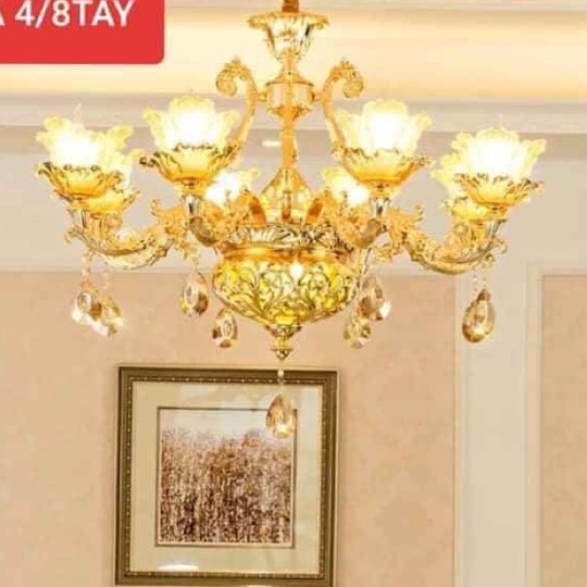 Đèn Chùm Pha Lê 8 Tay Hiện Đại DC04-8T, Đèn Chùm Đẹp Trang Trí Phòng Khách- Tặng Kèm Bóng