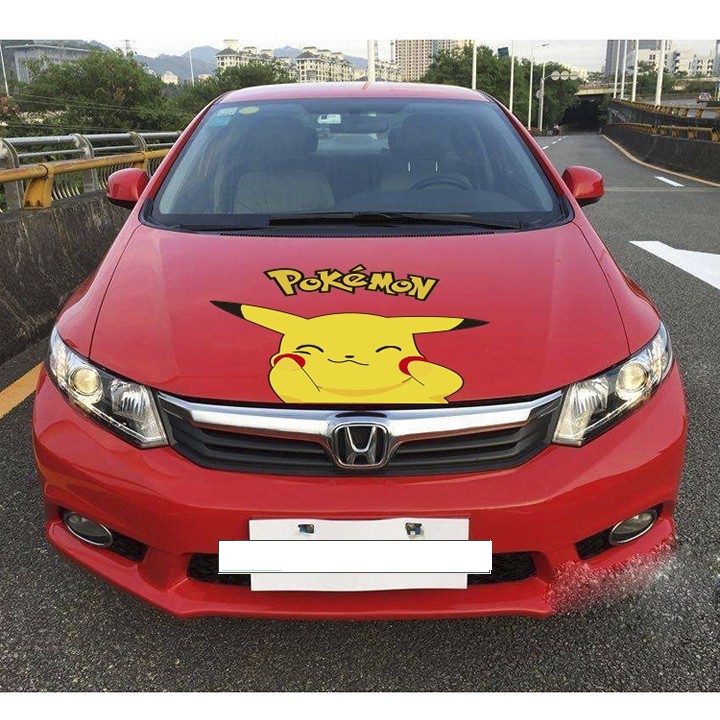 Tem Dán Xe Hơi Hình POKEMON, Dán Nắp Capô, Cánh Cửa Xe