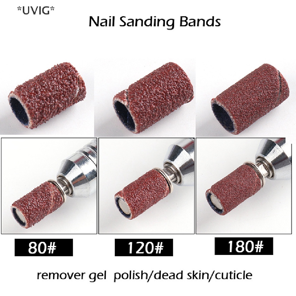 [[UVIG]] 60-75Pcs/Box Sanding Cap Bands  180/120/80 Grit Nail Drill Grinding Bit Files [Hot Sell]