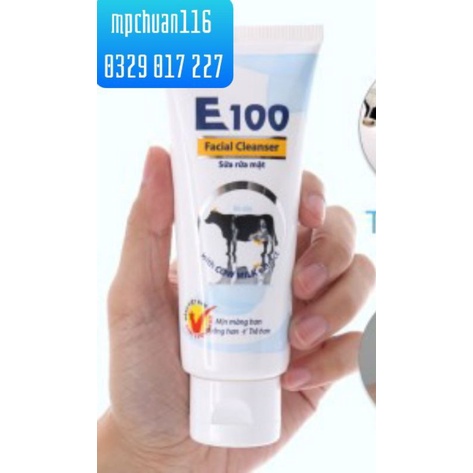 E100 Bò 50ml - 80ml -Sữa rửa mặt trắng da