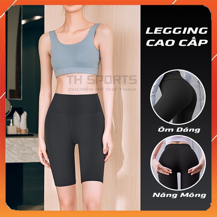 Quần legging đùi nữ nâng mông cạp cao siêu hot siêu co giãn cao cấp - TH Sports TH015