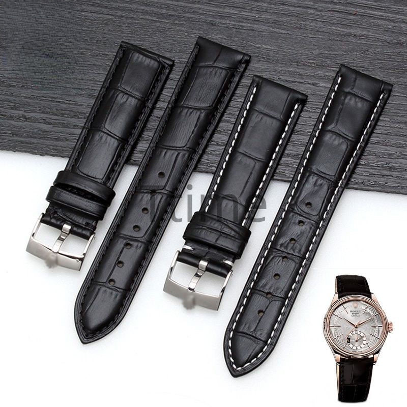 Dây Đeo Đồng Hồ Bằng Da Bò Thật 20mm 21mm 18mm 19mm Có Logo Cho Rolex Submariner Daytona