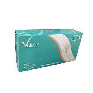 Găng tay Cao Su Y Tế Cao cấp Vglove Có Bột Latex– Màu trắng (White) Size S M L / Hộp 100 Chiếc Made in Việt Nam