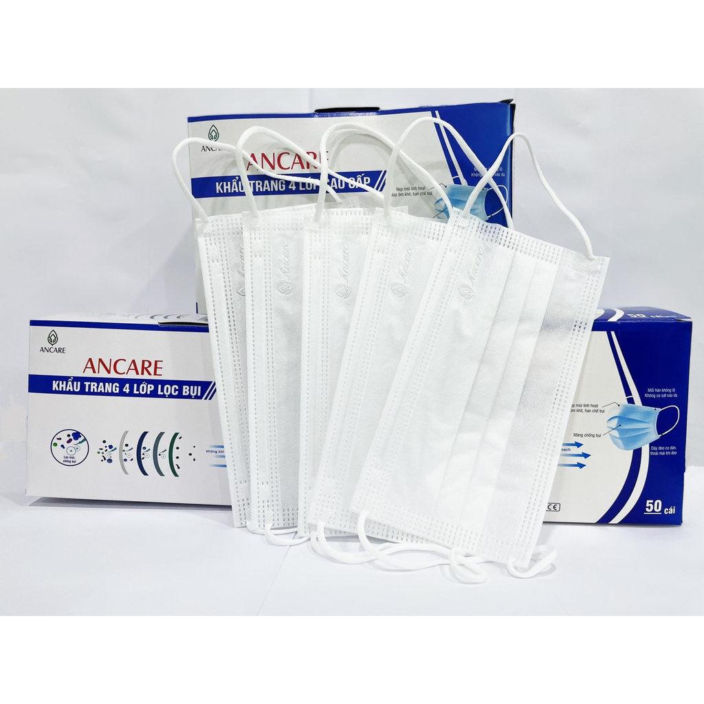 02 hộp khẩu trang y tế 04 lớp kháng khuẩn (hàng xuất khẩu) AN CARE [50 cái/hộp] | BigBuy360 - bigbuy360.vn