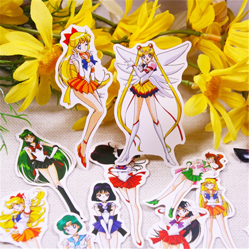 14Pcs/set ❉ Sailor Moon Tsukino Usagi Diary Stickers ❉ DIY Fashion Mixed Scrapbooking Doodle Decals Stickers