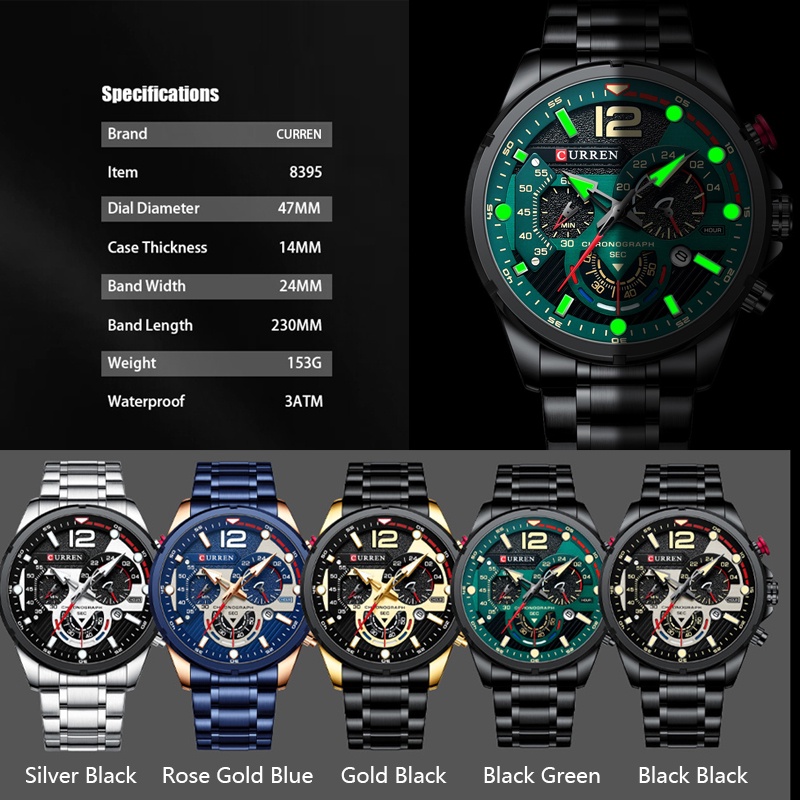 Đồng hồ quartz không thấm nước phong cách sang trọng thể thao cao cấp cho nam