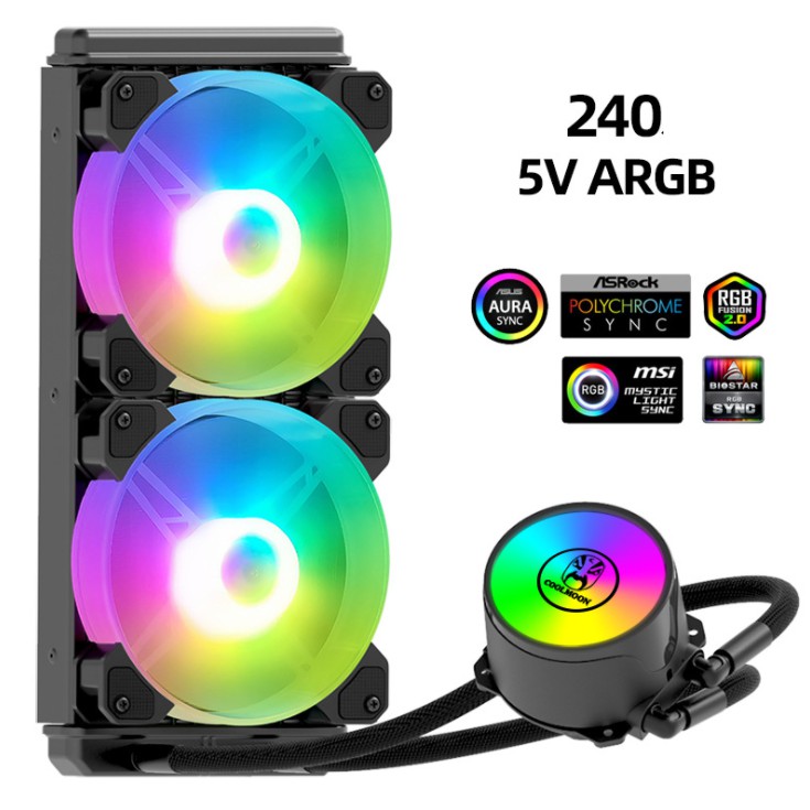 Tản Nhiệt Nước All in One Coolmoon ICEMOON 240 RGB - Tự Động Đổi Màu / Đồng Bộ Hub Coolmoon / Mainboard