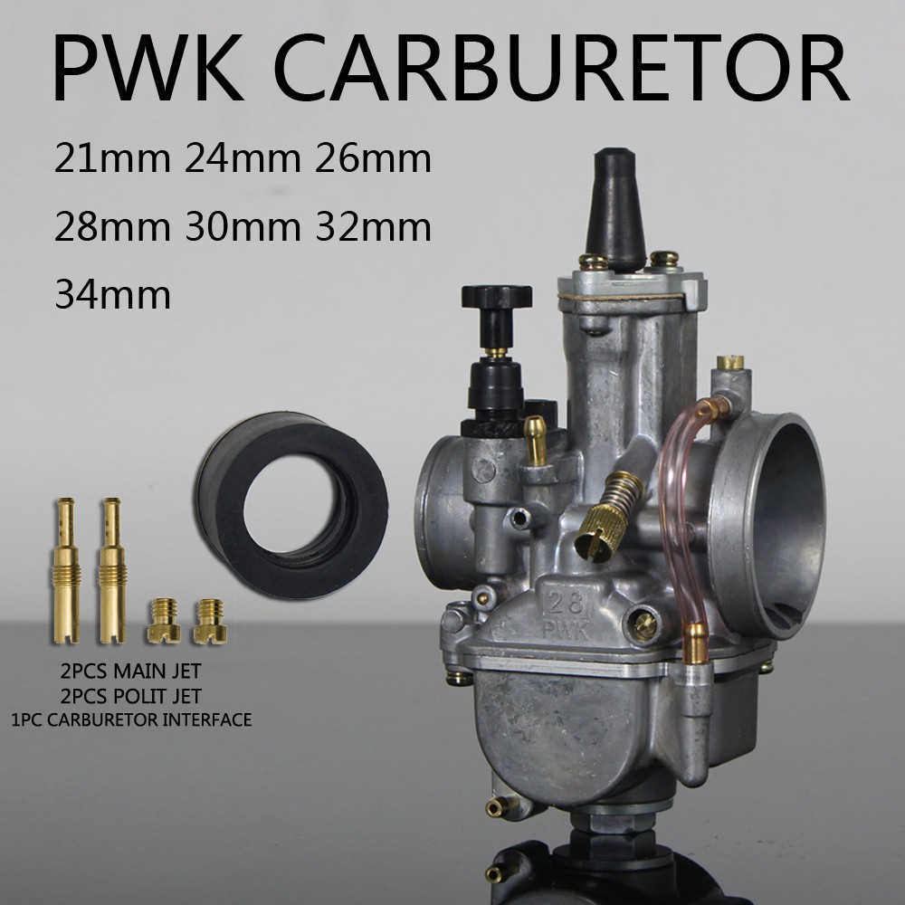 Bình xăng con PWK crom 24 26/28/30/32/34mm kèm đầu tiếp nối MAIN POLIT JET