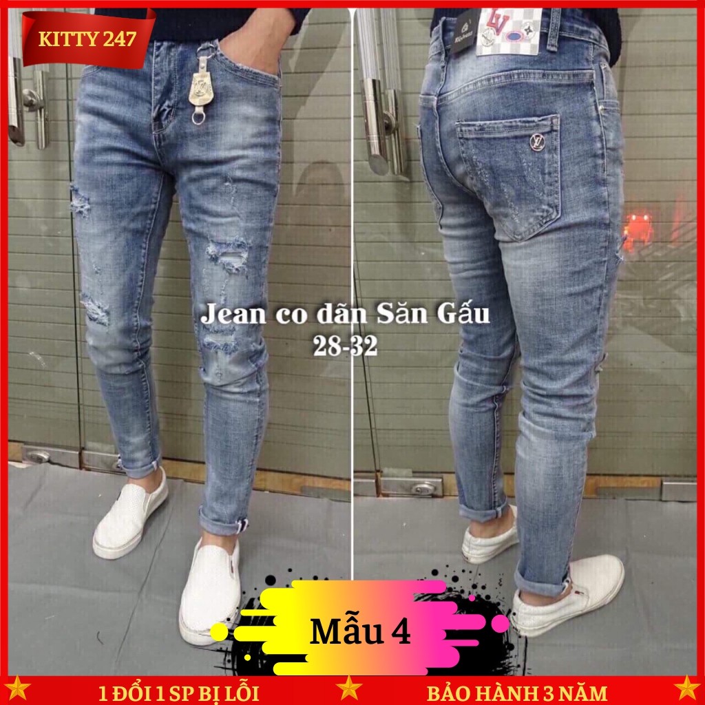 Quần Jean Nam Kitty247-AT33 Quần Jean Co Dãn Rách Xước Cao Cấp Phong Cách Trẻ Trung Nam Tính 2020