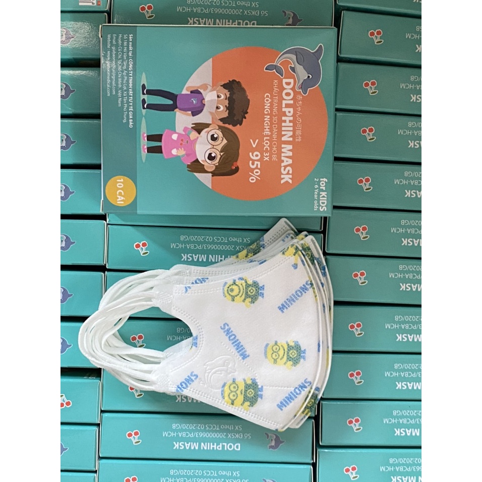 Khẩu trang 3D em bé Dolphin 2 - 6 tuổi