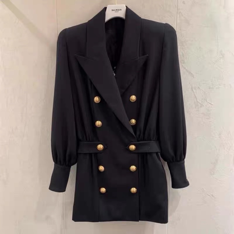 Đầm blazer dáng ngắn ôm hai hàng cúc ánh kim sang trọng thương hiệu YSL cao cấp