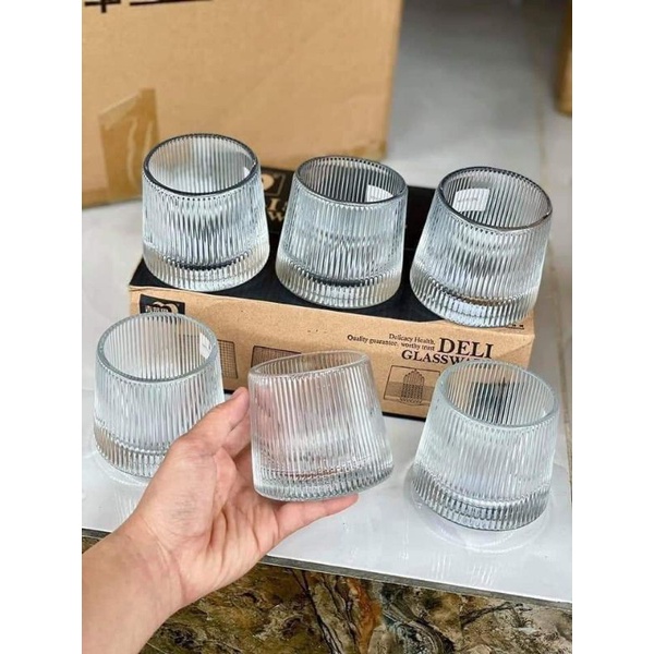 Bộ 6 ly thủy tinh cao cấp đế nồi sang trọng