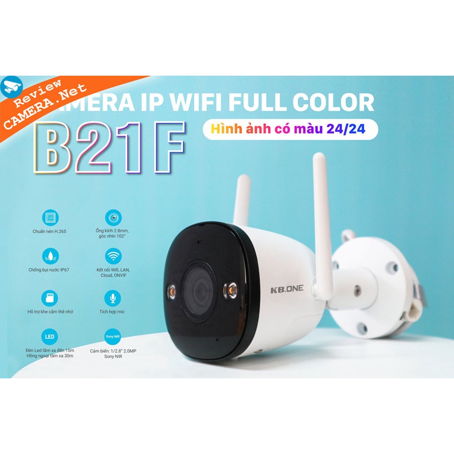 Camera IP Wifi KBone KN-B21F Siêu Nét Ngoài Trời Có Màu Đêm Full HD 1080P, chính hãng, bảo hành 24 tháng