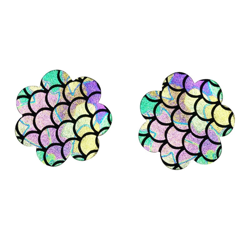 Youyo Miếng Bọc Nhũ Hoa Ngực Họa Tiết Vảy Cá Lấp Lánh Nhiều Màu Sắc Dùng Một Lần